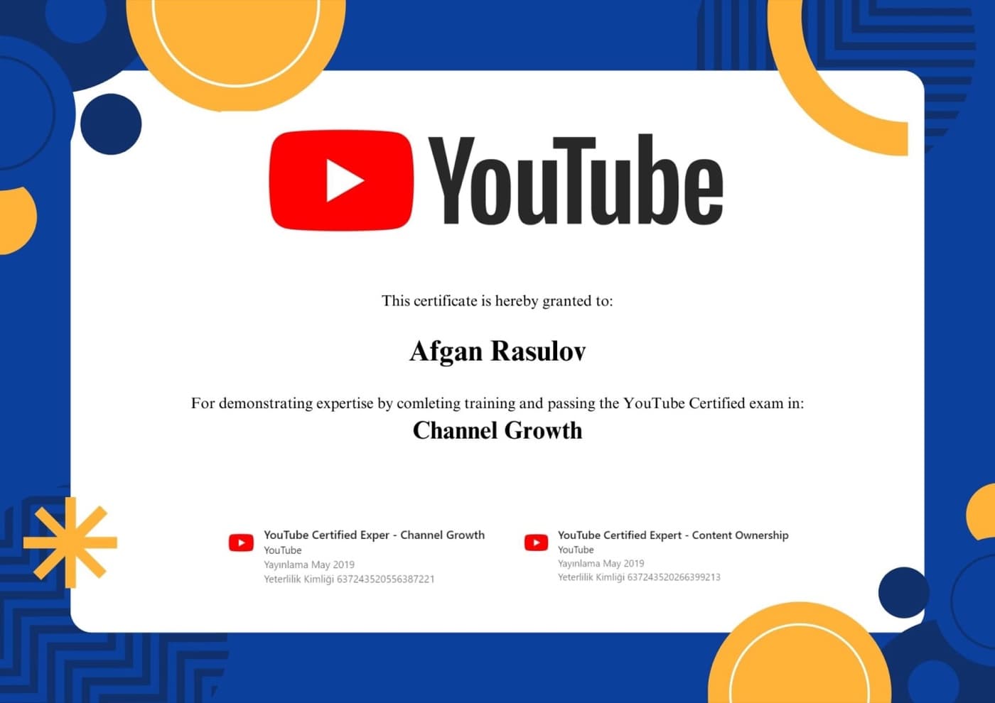 BuzzMyVideos YouTube Kanal Geliştirme Uzmanlık Sertifikası