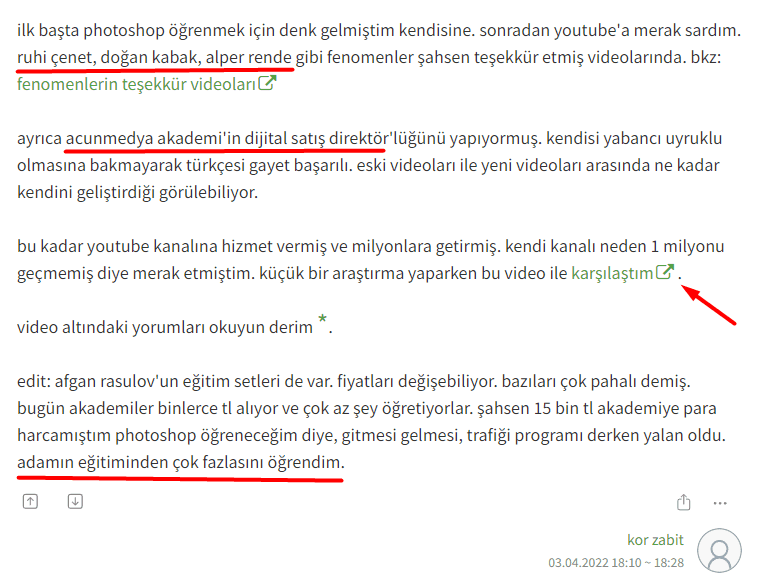 Ekşi Sözlük yazarının Afgan Rasulov hakkında girdisi (1)